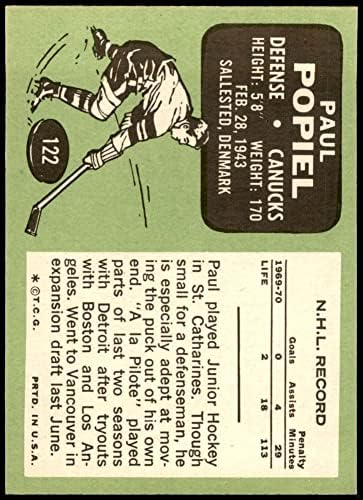 1970 Topps 122 Paul Popiel Vancouver Canucks (Hoki-Kártya) NM/MT Canucks