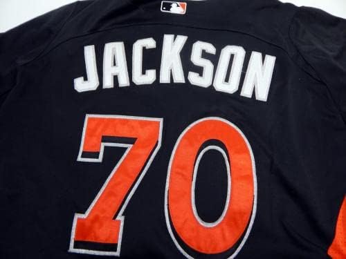 2012-13 Miami Marlins Justin Jackson 70 Játék Használt Fekete Jersey ST BP 48 DP18380 - Játék Használt MLB Mezek