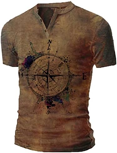 Férfi Grafikus Póló Iránytű Rúna Nyomtatás Vicces Pólók Férfi Nyári Vintage Henley Tshirts Alkalmi, Sportos Retro Maximum