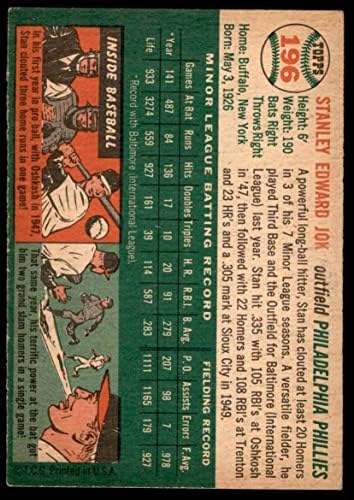 1954 Topps 196 Stan Vicc Philadelphia Phillies (Baseball Kártya) VG/EX Phillies