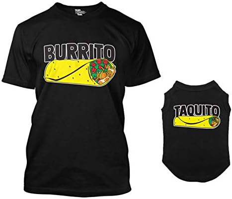 Burrito/Taquito Megfelelő Kutya Póló & Tulajdonosa Póló (Fekete, 3X-Nagy Mens/X-Nagy Kutya)