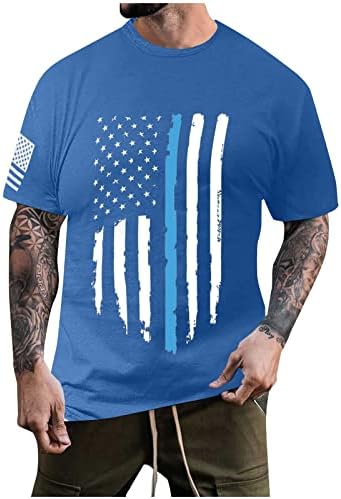 Július 4-én a T-Shirt Férfi,Rövid Ujjú Grafikus Póló, az Amerikai Zászló Stars and Stripes Kerek Nyakú Póló