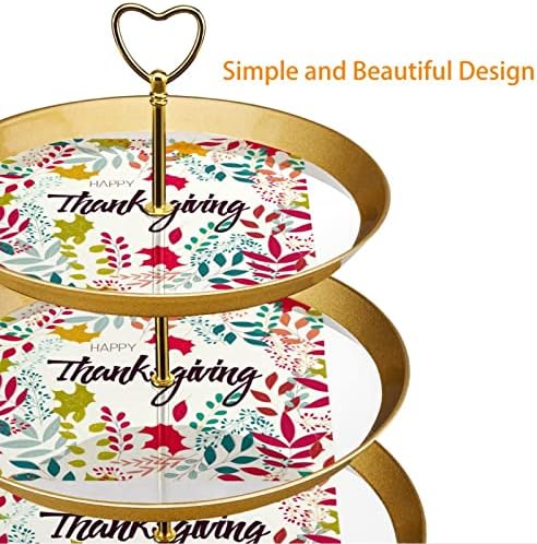 3 Többszintű Desszert Z Állni, Arany Cupcake-Torony Fa tartó Tészta, Boldog Hálaadást Műanyag Kerek Süti Display Állvány