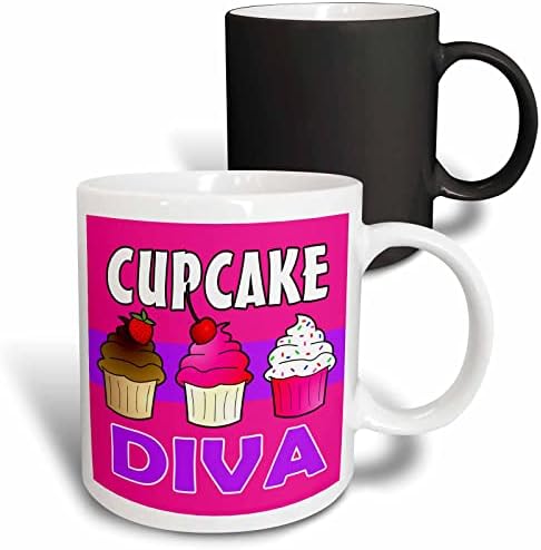 3dRose mug_43133_1 Cupcake Díva Kawaii Sütemények Rózsaszín Kerámia Bögre, 11-Uncia