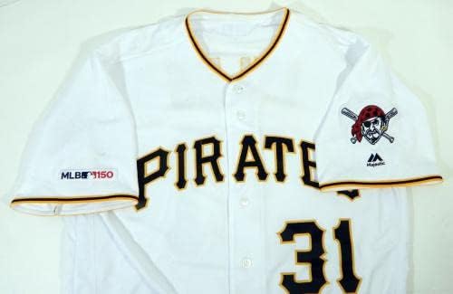 2019 Pittsburgh Pirates Jordan Lyles 31 Játékban Használt Fehér Jersey 150 Javítás 46 89 - Játék Használt MLB Mezek