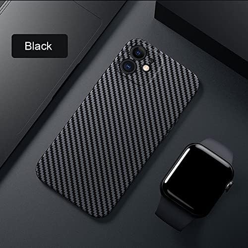 LAFRAU Szénszálas Textúra Telefon tok iPhone 14 Pro 6.1, Slim [0,8 mm] Kemény Ütésálló védőburkolat (Fekete)