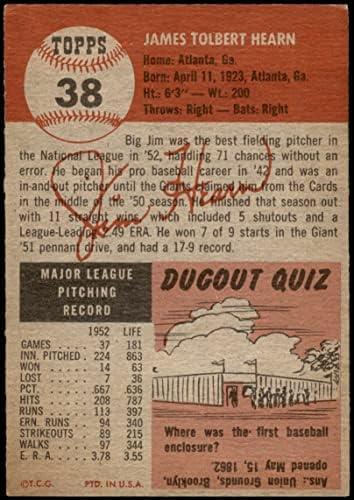 1953 Topps 38 Jim Hearn New York Giants (Baseball Kártya) VG Óriások