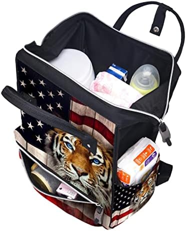 GUEROTKR Utazási Hátizsák, Pelenka táska, Hátizsák Táskában, Tigris Fejét Amerikai Zászló