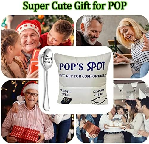 Pop Ajándék Apa, Nagyapa Ajándékok, 2-Pocket 2-Oldalas Pop Párna, Takaró 18x18 Inch, valamint Pop Valaha Vésett Kanál, apák