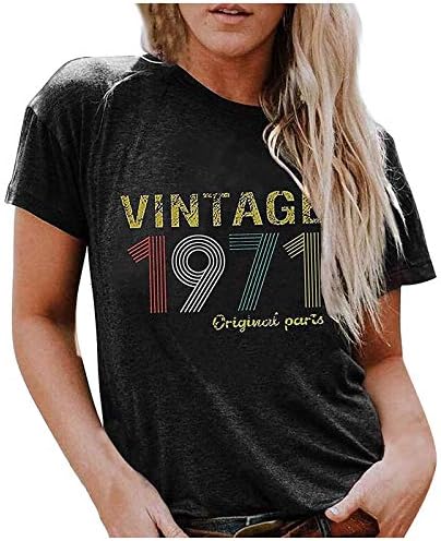 A nők 50 Születésnapi Ajándék Póló Vintage 1971 Eredeti Alkatrész Tee Csinos Rövid Ujjú Legénység Nyak Felső Emlékére Tshirt