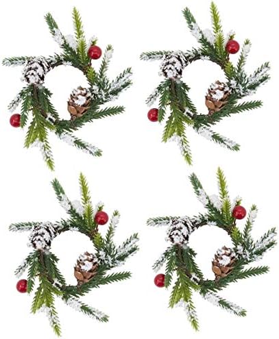 Fennco Stílusok Kézzel készített Matt Piros Bogyó, Karácsonyi Dekoráció Szalvéta Gyűrű, Készlet 4 - Ünnepi Szalvéta Tartók