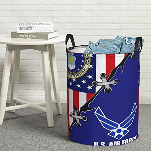 Légierő Veterán Amerikai Zászló Szennyesben Kör Alakú Játék Szervező Összecsukható Kosárban A Hálószoba Fürdőszoba Szennyestartó