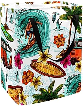 Szörfözés Busz Trópusi Sziget Nyári Nyomtatás Összecsukható Szennyesben, 60L Vízálló Szennyes Kosarat Mosás Bin Ruhák, Játékok