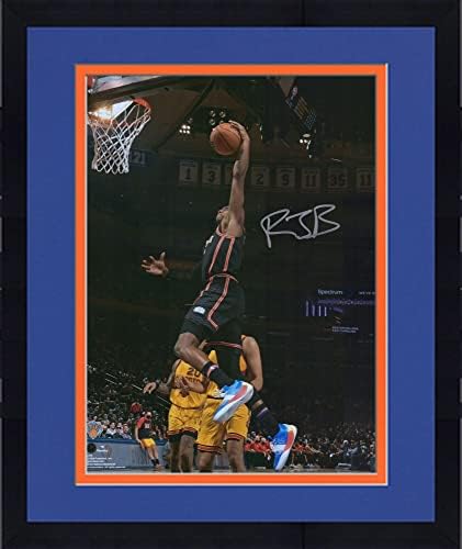 Keretes RJ Barrett New York Knicks Dedikált 16 x 20 Dunk vs Atlanta Hawks Fénykép - Dedikált NBA-Fotók