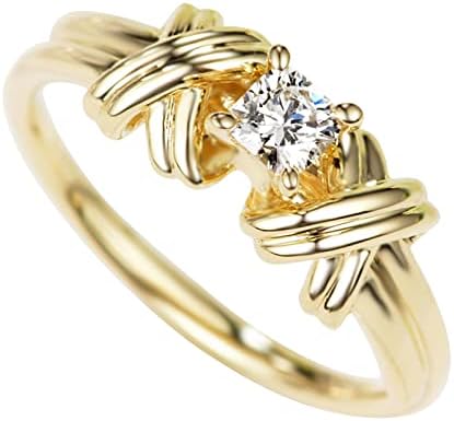 Eljegyzési Kerek Vágott Zircons Nők Esküvői Gyűrű, Ékszerek, Gyűrűk, a Nő Teljes Gyémánt Női Gyűrű Csomag Férfi Gyűrűk (Arany,