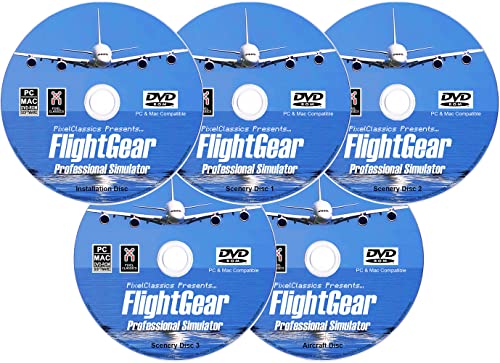 FlightGear repülőgép-Szimulátor 2022 X Prémium DELUXE Edition Repülési Sim-5 lemezes DVD-CD Készlet Kompatibilis a Microsoft