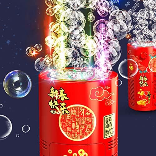Ke1Clo 20-Lyuk újévi Tűzijáték Effektek Buborék Gép LED + oldva 240ml Buborék Folyadék + hanghatás, Elektromos Rakéta Buborék