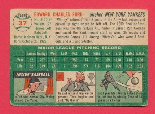 Jó+ Whitey Ford Hof 1954 Topps 37 Vintage Nyy Szilárd, De Gyűrött Sarok *tphlc - Baseball Asztalon Régi Kártyák