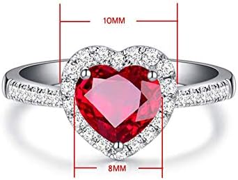 Dungkey Piros Rubin Szív Alakú Drágakő 925 Sterling Ezüst Gyűrűk a Nők Menyasszonyi Jól Ékszer Eljegyzési Bague Kiegészítők