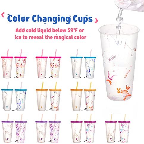 Meoky színváltó Csésze Fedő, illetve Szívószál - 10 Pack 24 oz Műanyag Poharat szemhéjakkal, majd Sorsot Ömlesztett, Újrafelhasználható