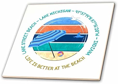 3dRose Amerikai strandok - Tó Utcán, Strandon, Michigan-Tó, Indiana ajándék - Csempe (ct-375516-6)