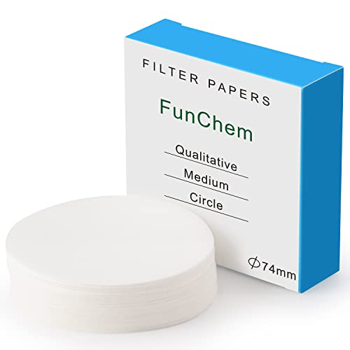FunChem szűrőpapír 74 mm-es, Minőségi szűrőpapír Labor Papír Szűrők, 20 Mikron Részecske-Visszatartás, Közepes Áramlási Szűrési