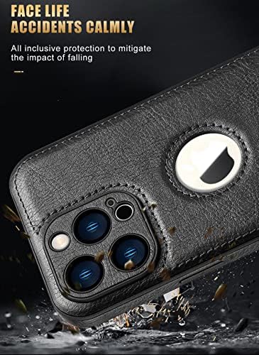 SunRemex Logó Látható iPhone 13 Pro Max Esetben Edzett Üveg kijelző Védő fólia [2 Csomag], Csúszásmentes Markolat Vegán Bőr