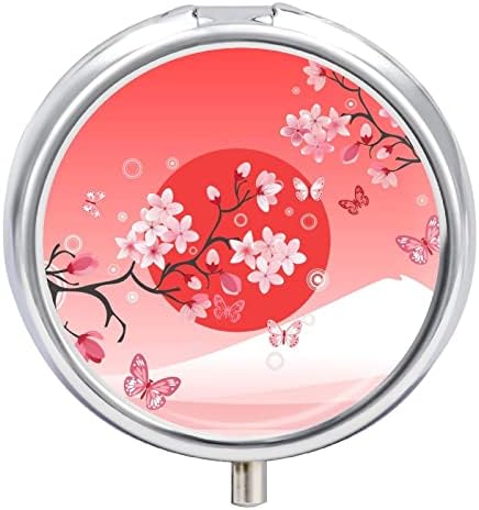 Gyógyszeres Dobozt Japán Cseresznyefa Pillangó Kerek Gyógyszer a Tabletta Esetben Hordozható Doboz Vitamin Konténer Szervező