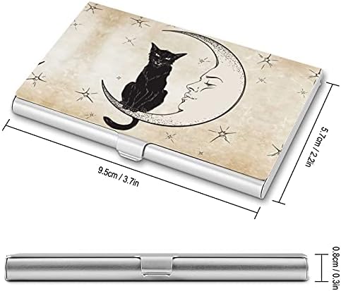 Fekete Macska Ül A Hold Nyomtatás névjegykártya Esetben Fém Jogosultja Zsebében Tárca Neve Kártyák Szervező Aranyos