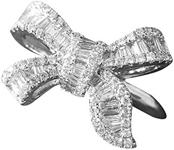2023 Új 611 Gyűrű Fehér Gyűrű Stílus Ezüst Íj Hölgyek 925 Drágakő Esküvői Gyűrűk hu Gyűrűk (Fehér, 7)