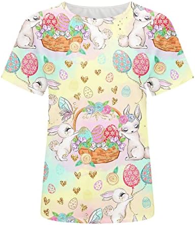 Húsvéti Pólók Női Aranyos Rabbit Grafikus Póló, Vicces Húsvéti Nyúl Tojást, Nyomtatás, Rövid Ujjú Póló, Alkalmi Felsők