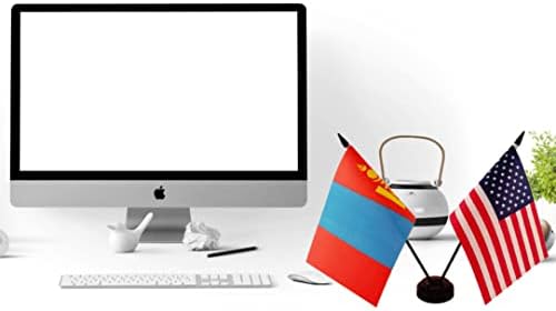 Amerika & Mongólia Iker Íróasztal Zászló, RÁNK Mongólia Táblázat Zászlók, 8 x 5 Cm Amerikai & Mongol Deluxe Asztal Zászló