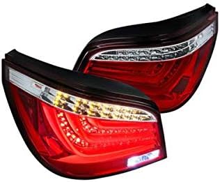 SPEC-D HANGOLÁS Jet Fekete Ház Tiszta Lencse Piros LED Bar hátsó Lámpák Kompatibilis a 2008-2010-es BMW E60 5-Sorozat 4 ajtós
