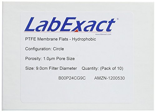 LabExact 1200530 PTFE Membrán Lakások, Hidrofób, 1.0 um, 9.0 cm (Csomag 10)
