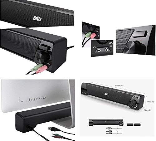 Britz Számítógép 2ch Sztereó Soundbar Hangsugárzó Ba-r9 USB hálózati 3,5 mm-es, 6w, Fejhallgató Jack Mikrofon csatlakozó
