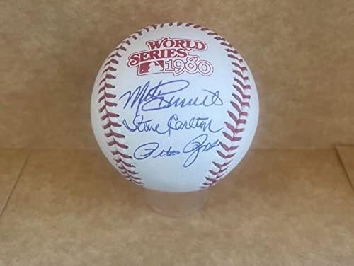 Mike Schmidt Steve Carlton Pete Rose Aláírt 1980-As World Series Baseball Szövetség Mlb - Dedikált Baseball
