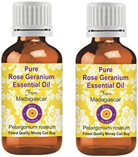 Deve Herbes Tiszta Rózsa, Geránium illóolaj (Pelargonium roseum) vízgőzdesztillációval (Csomag Két) 100ml X 2 (6.76 oz)