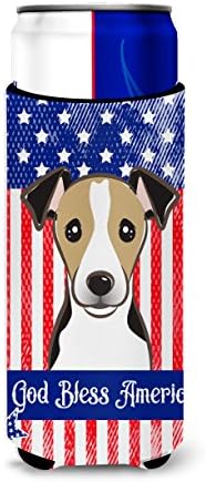 Caroline Kincsek BB2191MUK Amerikai Zászló, Jack Russell Terrier Ultra Ölelkezős a vékony doboz, Lehet Hűvösebb Ujja Ölelkezős