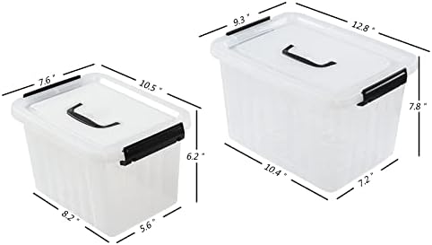 Utiao Műanyag Kuka Fedéllel, Vegyes Méret Reteszelés Tároló Doboz, 2 Csomag, 6 Liter & 12 Liter