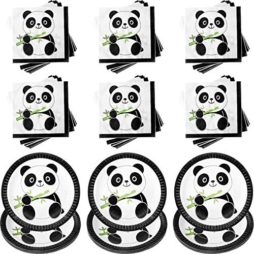 Panda Parti Dekoráció Készlet, Beleértve a 30 Db Panda Papír, Torta, Tányérok, 40 Db Panda Baba-Szalvéta Szülinapi Parti